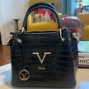 V Italia by Versace black leather bag